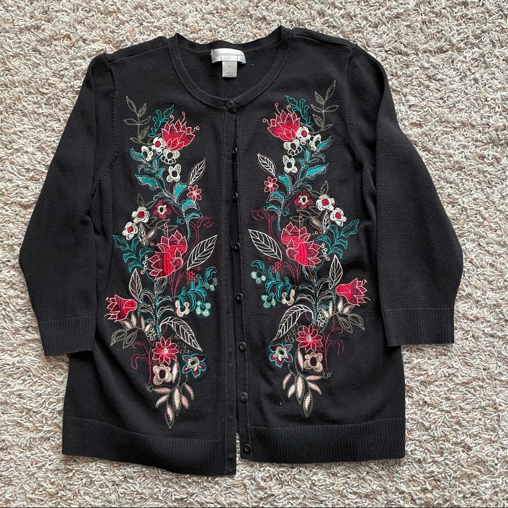 💛💛Christopher & Banks Embroidered Cardigan